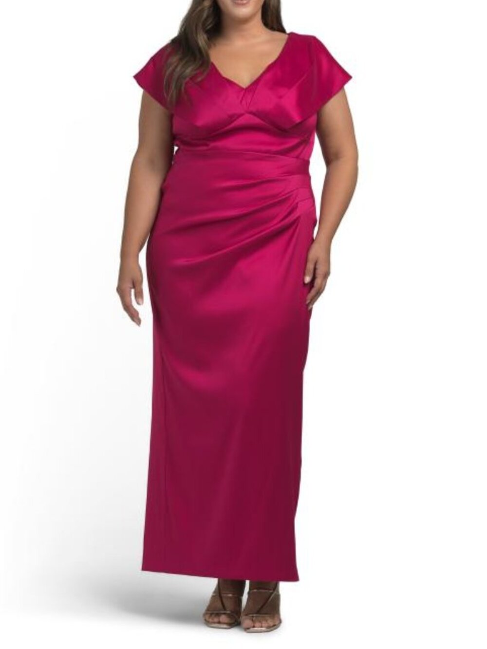 BETSY & ADAM Made In Usa Plus Macoado V-neck Dress